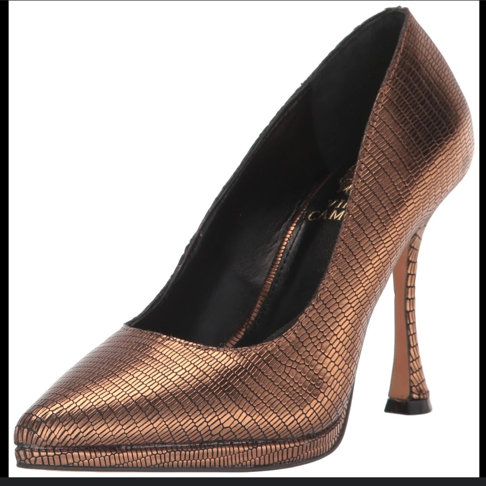 Elegant Metallic Bronze Leather High Heel Pumps